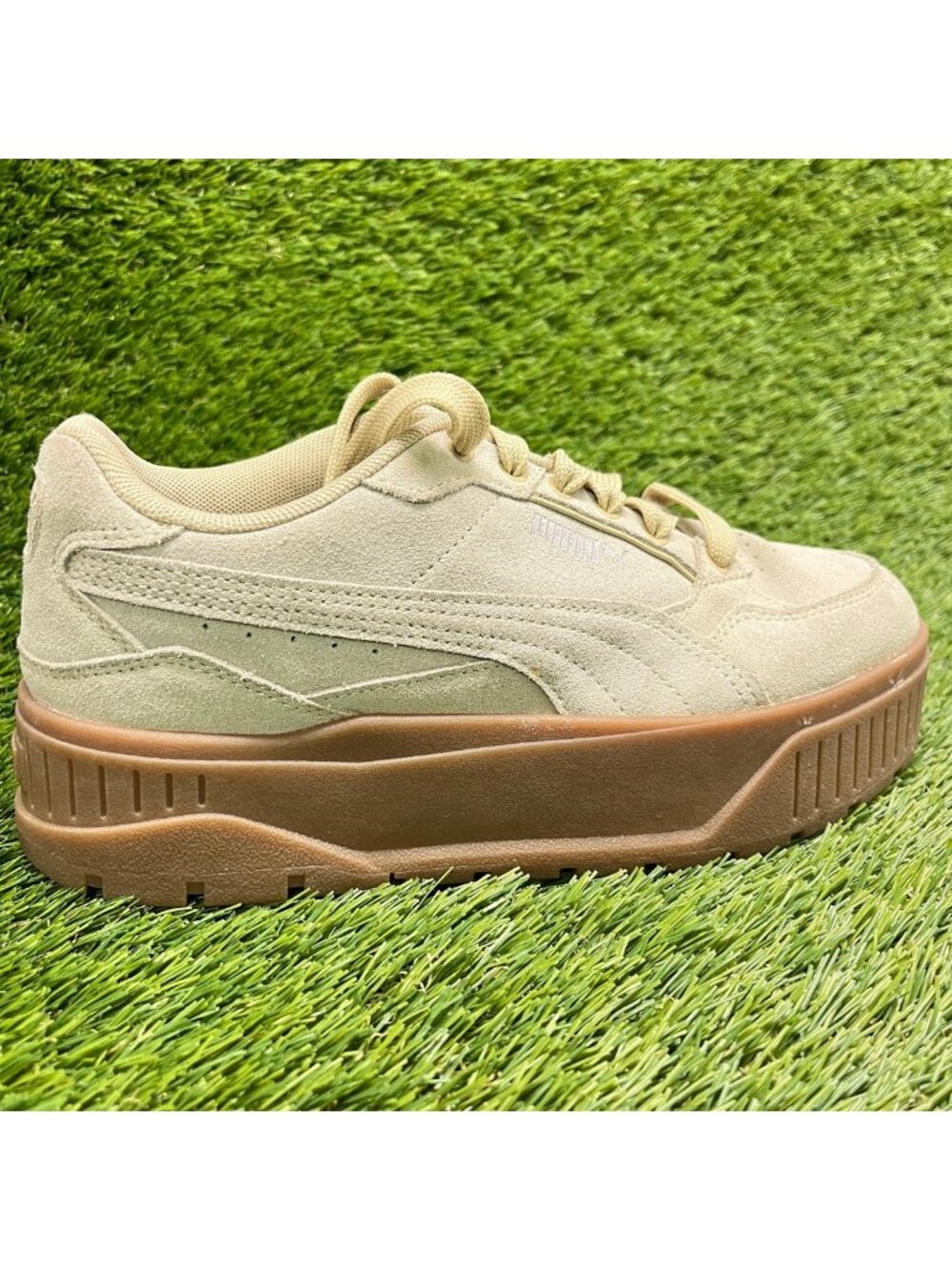 Puma Karmen II Idol SD Womens Size 7 Beige Brown Athletic Suede Shoes Sneakers